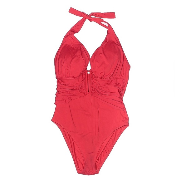 Bleu Rod Beattie Swim Sexy Bleu Rod Beattie Red Halter One Piece